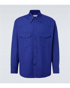 Хлопковая саржаная вестерн рубашка, Electric Blue Lemaire