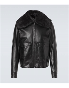 Кожаная куртка с отделкой из овчины, Black Dolce&gabbana