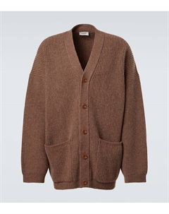 Объемный кардиган из ребристой шерсти, Hazelnut Melange Lemaire