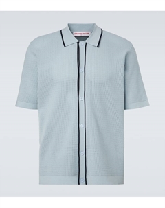 Родди боулинг рубашка с вафельной вязкой, Light Sky Pool/Night Iris Orlebar brown