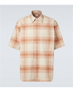 Томми клетчатая оверсайз хлопковая боулинг рубашка, Sand Calvin klein collection