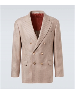 Полосатый пиджак из кашемира и шелка, Sabbia/Grigio Brunello cucinelli