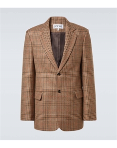 Пиджак из шерсти в клетку принц уэльский, Beige/Multicolor Loewe