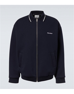 Хлопковый блузон с логотипом, Blue Miu miu