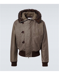 Кожаная куртка с отделкой из шерета, Olive Waxy Cattle Hide Our legacy
