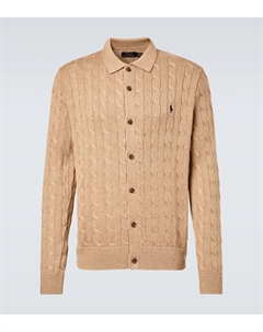Кардиган-поло из хлопка с рельефной вязкой, Camel Melange Polo ralph lauren