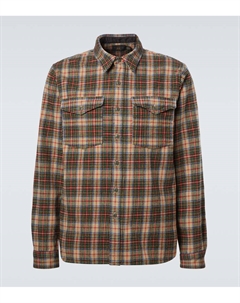 Рубашка из шерсти и хлопка в клетку, RL-819 Cream/Green Rrl