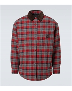 Фланелевая рубашка из верджин вули с утеплителем, Ardesia+Rosso Miu miu