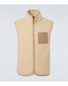Жилет из плюша с кожаными вставками, Golden Sand Moncler