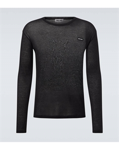 Футболка из хлопкового джерси с логотипом, Black Miu miu