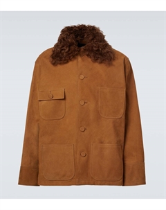 Куртка-бомбер из замши с отделкой из овчины, Tobacco Plan c