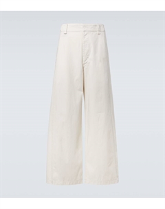 Хлопковые брюки-клёш из твила, Light Cream Lemaire