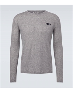 Футболка из хлопкового джерси с логотипом, Grey Miu miu