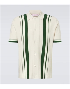 Тирнан полосатая хлопковая рубашка в стиле боулинг, White Sand/Tarragon Green Orlebar brown