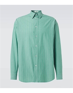 Полосатая хлопковая рубашка Miller, Green W/White The row