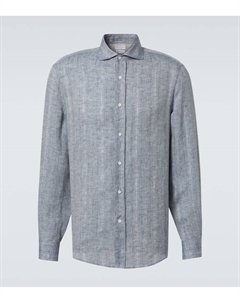 Льняная рубашка, Denim Blue Brunello cucinelli