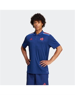 Рубашка-поло для регби, Франция, взрослая - Футболка-поло FFR Fan, тёмно-синяя Adidas