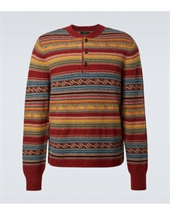 Шерстяной джерси джаккардовый свитер, Red Blue Multi Rrl
