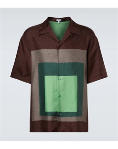 Шёлковая рубашка Albers в стиле боулинг, Brown/Green/Multicolor Loewe
