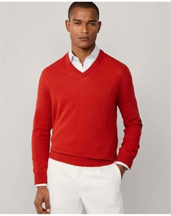 Джемпер из смеси мериносовой шерсти с V-образным вырезом, оранжевый Hackett