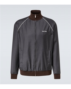 Пиджак из верджинской шерсти с логотипом в полоску, Ardesia Miu miu