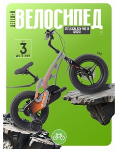 Детский велосипед Galaxy Pro 14, год 2025, цвет Серый Stels
