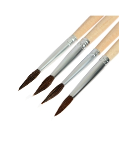 Набор кистей для рисования, белка, 4 штуки: № 1, 2, 3, 4, круглые, деревянная ручка, международный размер Calligrata