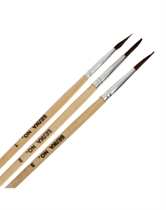 Набор кистей для рисования, белка, 3 штуки: № 1, 2, 3, круглые, деревянная ручка, международный размер Calligrata