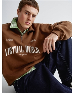 Свитшот оверсайз с воротником-стойкой Sela