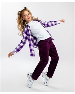 Рубашка в клетку фиолетовая Button blue