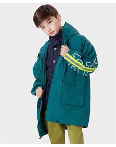 Ветровка с капюшоном и накладными карманами зеленая Button blue