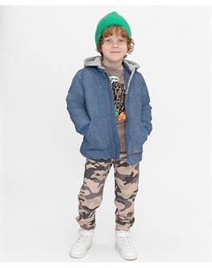 Куртка демисезонная с принтом под джинсовку синяя Button blue