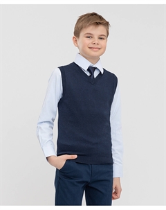 Жилет синий с V-образным вырезом Button blue