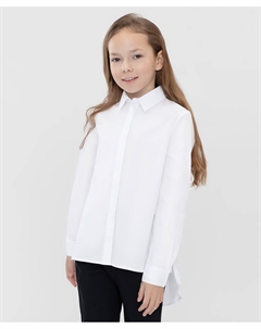 Блузка классическая с удлиненной спинкой белая Button blue