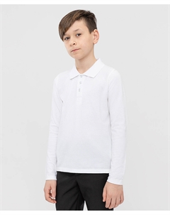 Футболка-поло с длинным рукавом белая Button blue