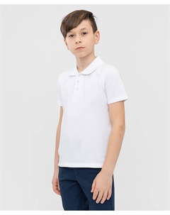 Футболка-поло базовая из хлопка с коротким рукавом белая Button blue