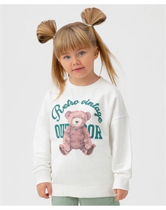 Свитшот из футера оверсайз с принтом мишки белый для девочки Button blue