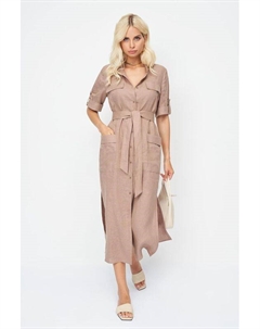 Платье-сафари льняное с разрезами Electrastyle