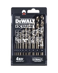 Набор сверл по металлу COBALT INDUSTRIAL, 1-10 мм, 10 шт. (УЦЕНЕННЫЙ ТОВАР) (DT5935-QZ/U) Dewalt