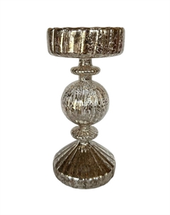 Подсвечник 9х9х19см стекло серебряный Maxijoy