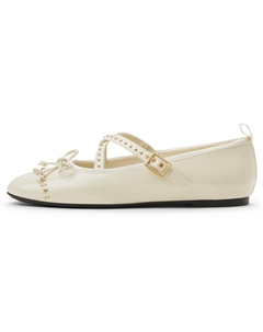 Маленькие плоские туфли Мэри Джейн 0,8 см женские — белый мел, цвет Chalk White Charles&keith