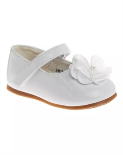 Детские туфли-балетки для девочек на липучках с цветочным принтом, белый Josmo