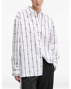 Рубашка в полоску с монограммой, белый Hugo