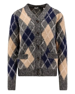 Кардиган из шерсти с узором “аргайл”, серый Aspesi