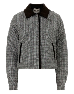 Стеганая куртка с вельветовым воротником, серый Miu miu