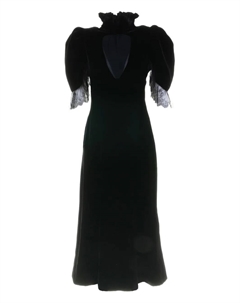 Вельветовое платье с кружевной отделкой, черный Alexander mcqueen