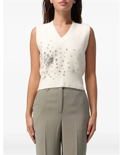 Украшенный топ с V-образным вырезом, белый Liu jo