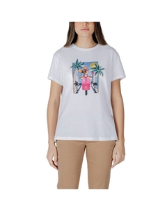 Белая хлопковая футболка, белый Liu jo