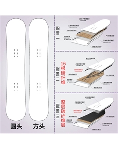 Индивидуальный сноуборд MECK с расширенной формой для всех склонов, хвостом-молотом, плоским профилем, высокой эластичностью [спеченная база] [полнослойное карбоновое покрытие], конфигурация 3 Head