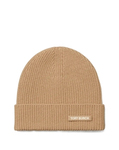 Вязаная шапка с ребристой текстурой, коричневый Tory burch